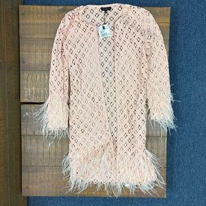 NWT Adolfo Dominguez Costura long jacket with feather